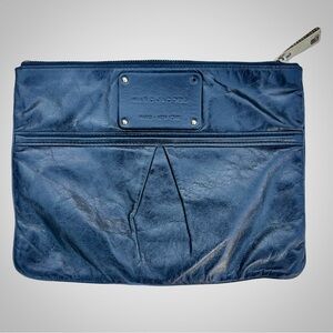 Y2K Marc Jacobs Italian Black Leather Zip Pouch Clutch Paris New York